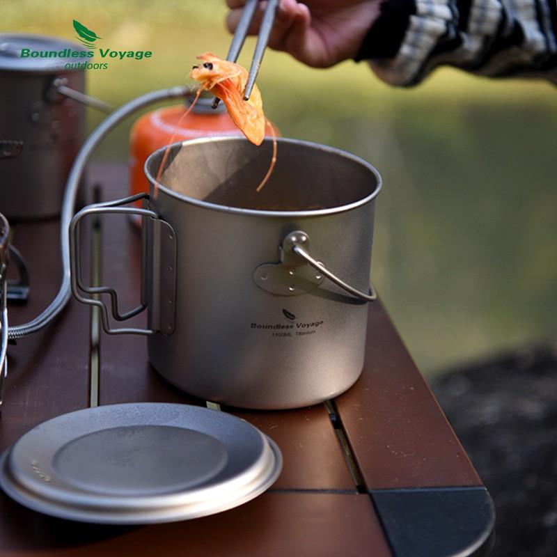 Titanium Travel Mug With Foldable Handle Carabiner Loop 1100ml Insulated Coffee Cup Camping Hiking Outdoor Use