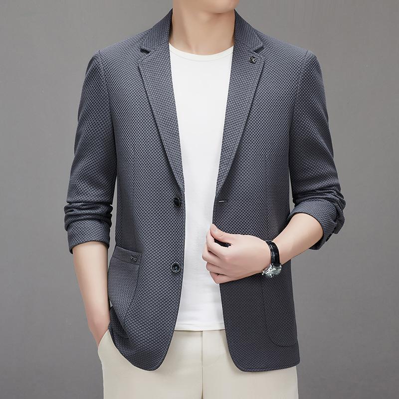 Осенний тонкий мужской повседневный костюм в корейском стиле — фото 3