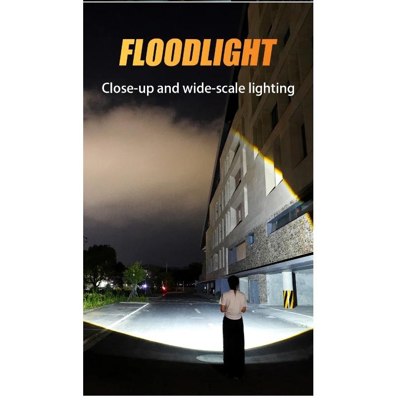 FLSTAR FIRE Strong Light Flashlight Type-C Charging Telescopic Zoom Long Range White Laser Lantern Home Outdoor Camping Torch