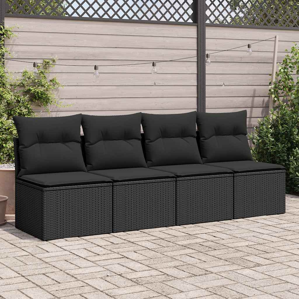 Vidaxl 2-Cz. Furniture Set With Cushions, Black, Poly Rattan And Acacia