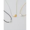 (925 Silver) Plump Heart String Necklace Nz2099