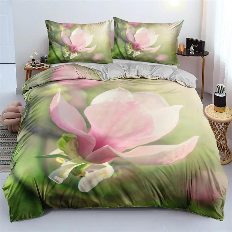 3D design Květinové soupravy povlaků na přikrývku King Queen Twin size květinový potisk Sada povlečení Ložnice Tmavě zlaté květy pro dívky Ženy