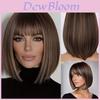 Short Straight Hair Wig With Bangs For Women Hightemperature Silk For Fashionable Ladies