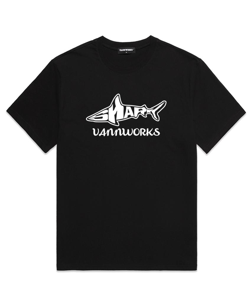 VANNWORKS Big Shark Logo Oversized Short Sleeve T-Shirt (Vs0068) Black