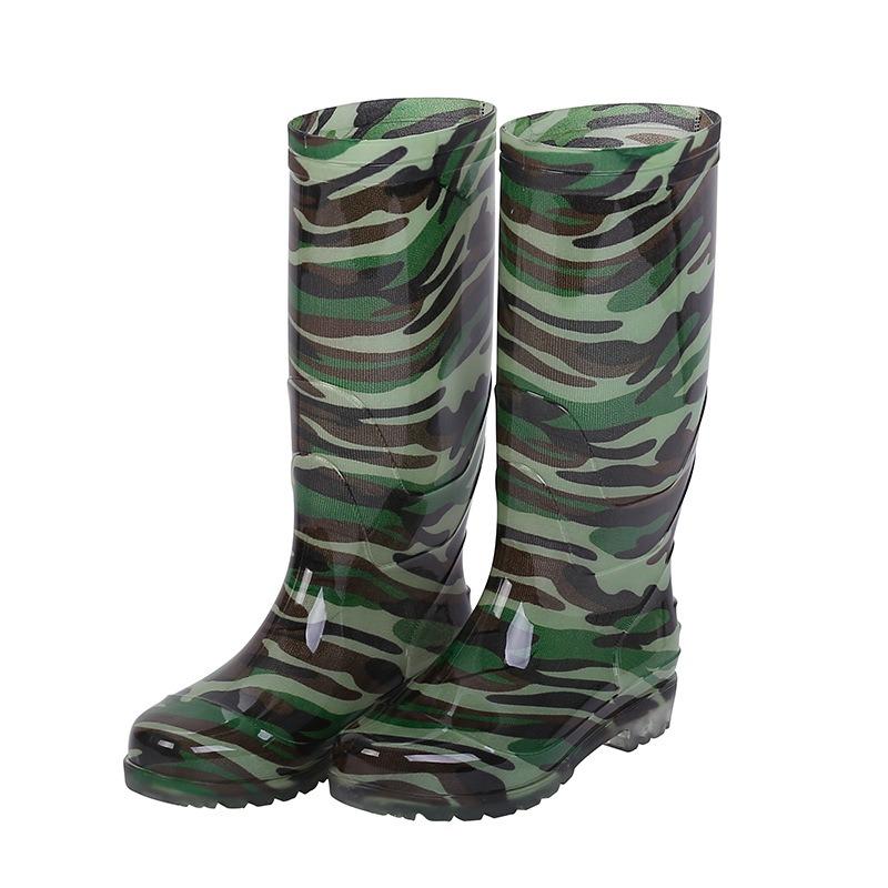 Winter Thickened Tall Soft Rubber Camouflage Rain Boots Antifreeze and Anti-skid Gaobang Water Shoes Warm Long Tube Construction Site Rain Shoes