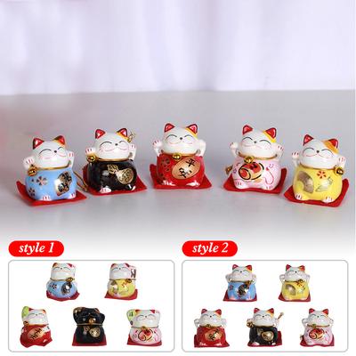 5PCS Japan Ceramic Lucky Cat Decoration Crafts Waving Hand Cat Super Cute Lucky Cat Car Decoration Home Office Desktop Ornament