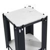 Modern nightstand with 2 shelves, black metal frame, side table in marble look, MDF, for bedroom and hallway, White and Black - H55/W43/D40 cm