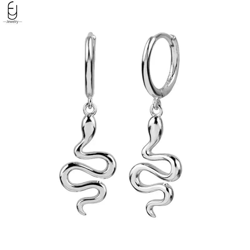 925 Silver Needle Vintage Snake Earrings Women Gold Round Ear Clips Punk Style Fashion Hoop Earrings Women Jewelry