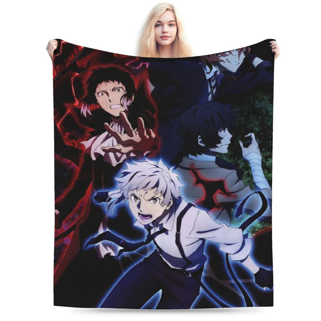 Super Soft Bungos Strays Dogs Manga Atsushi Nakajima Throw Blanket Premium Fleece Flannel Blanket Cozy Plush Blankets All Season