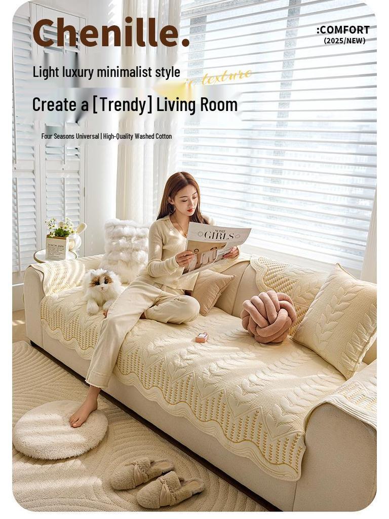 Ganzjahres-Rutschfeste Waschbare Baumwoll-Sofakissenhülle 2026