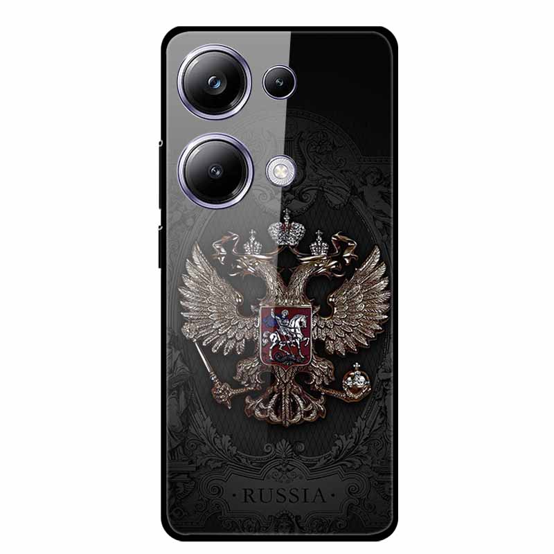 Glass Back Cover For Poco M6 Pro 4G Case M 6 M6Pro Hard Tempered Glass Case For Xiaomi Redmi Note 13 Pro Phone Case Soft Bumper