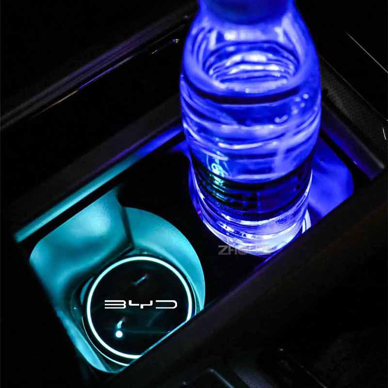 Auto Waterbeker Onderzetter Houder 7 Kleurige Led Sfeerlicht Voor BYD Atto 3 Song F0 Qin Pro G3 I Han Tang EV F3 E6 Dmi Yuan Plus