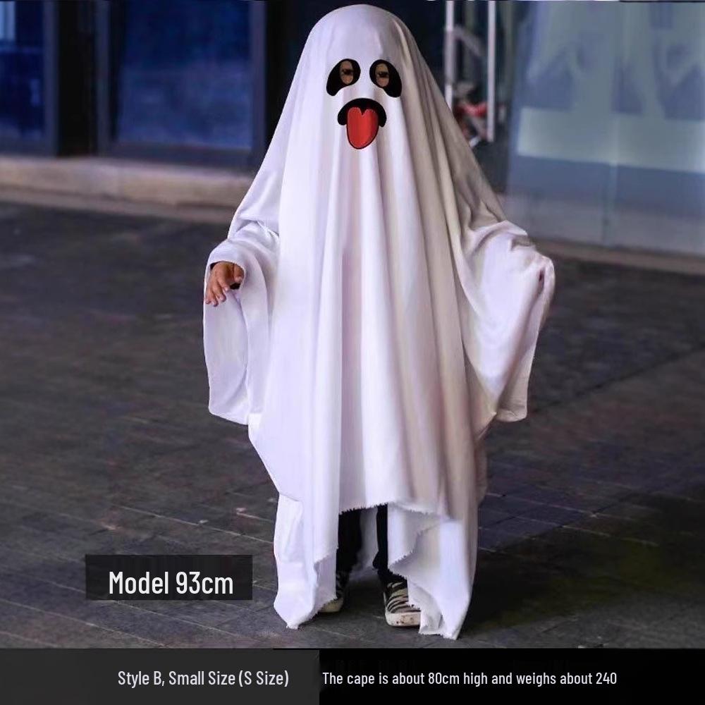Halloween Parent-Child Ghost Costume Set with Face Mask and Cloak