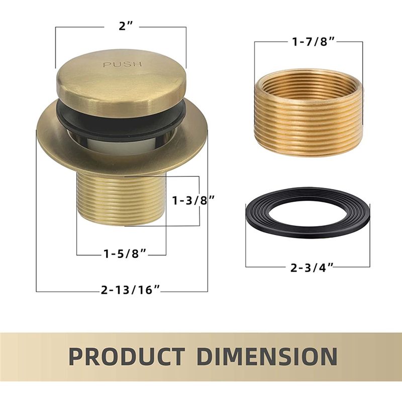 A84E-1Set Bathtub Drain Gold Tip Toe Bath Tub Drain Kit With Two-Hole Overflow Faceplate Bath Tub Drain Set Stainless Steel + Co