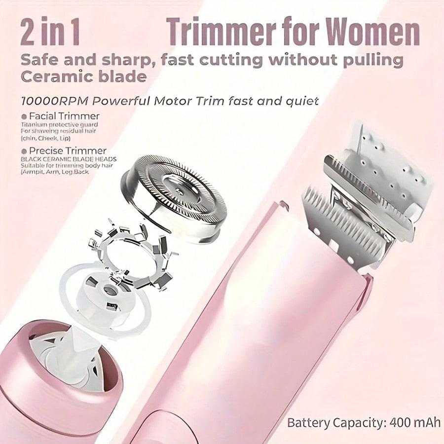 Electric Razors Shaver ,Bikini Trimmer For Women,2 In 1 Wet & Dry Electric Waterproof Razor Shaver, USB Rechargeable Dual Head Shaver