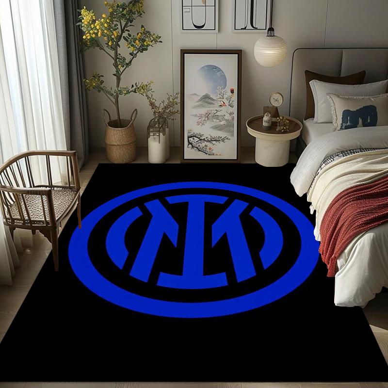 Tappeto con Stemma Inter Milan Stampa Artistica Adatto a Tutte le Stagioni Arte Moda Decorazione per Dormitorio