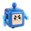 6-Side Stress Relief Cube Toy Multifunctional Anxiety Relief Cartoon Robot Sensory Cube with Spinning Arm Popping Button Joystick Toggle Switch