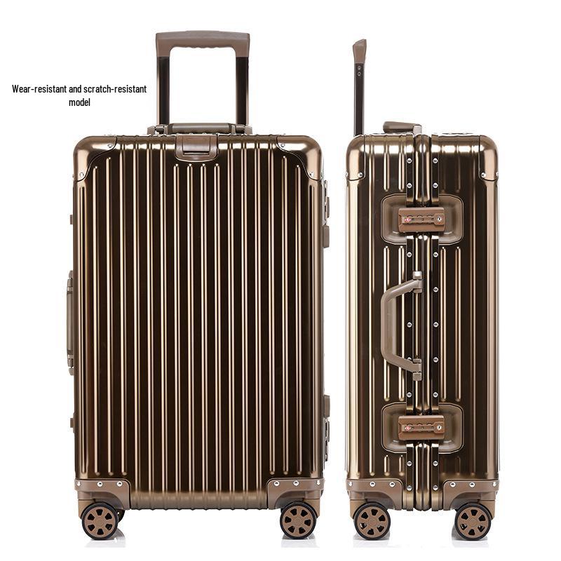 Premium Aluminum-Magnesium Alloy Suitcase with Universal Wheels - Fashionable Hard Shell Luggage for Students