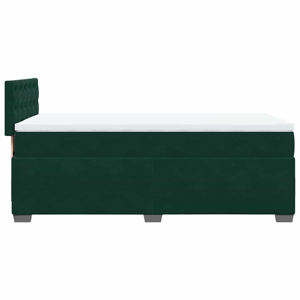 Box Spring Bed with Mattress Dark Green 90 x 190 cm Velvet