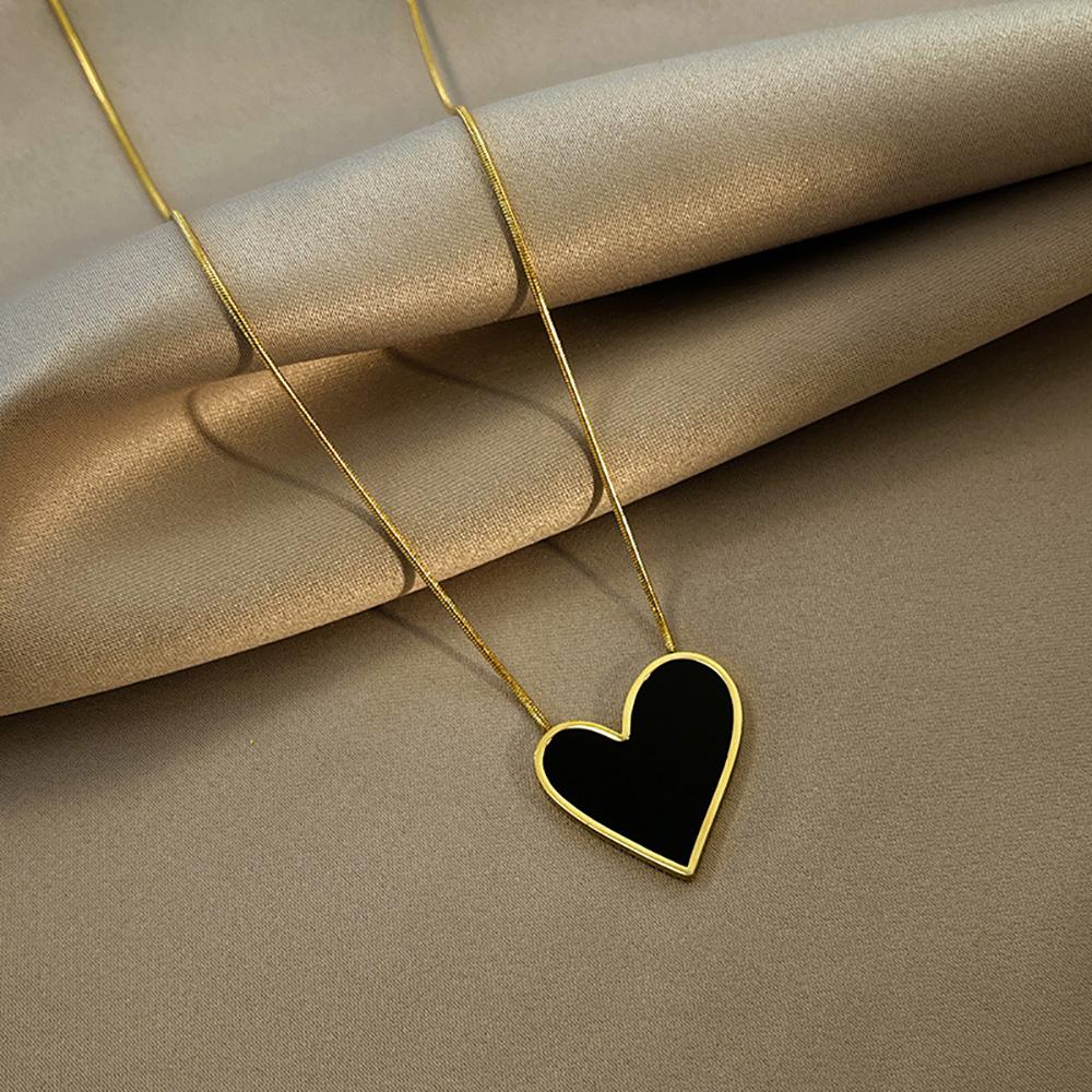 Vintage Style 18K Gold Plated Irregular Shell Heart Necklace Gift Stainless Steel Enamel Love Heart Pendants for Necklace Women