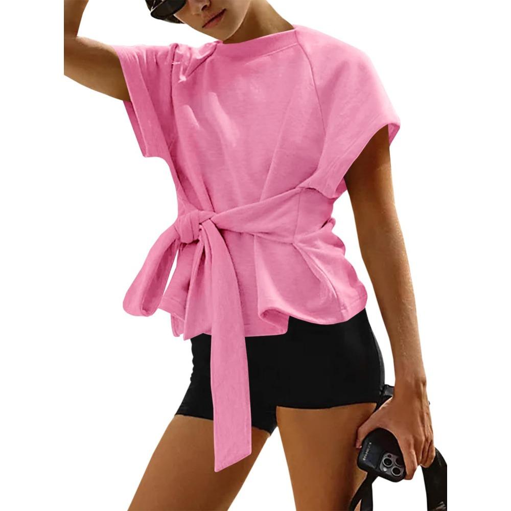 Lady's New Summer Loose Round-neck Lace-up Bow-front Hoodie