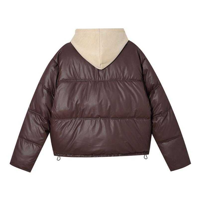 Women S Short Hooded Cotton Padded Coat Fake Two Piece Casual Jacket