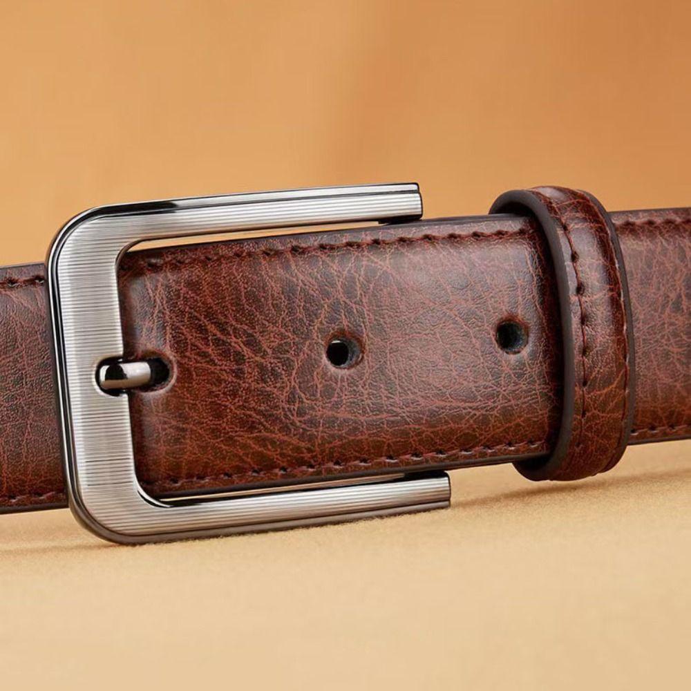 Retro Men PU Belt Versatile Casual Waist Belt Waist Accessories Pin Buckle Belt Pants