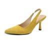Aphixta Yellow Suede Elastic Band Sandals Thin Heels Women Shoes Concise Woman 8cm High Heel Sandals Plus Big Size 35-45