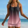 Women’s Gradient Tankini Set with Square Neck Top and Boyshorts Comfortable Swimwear for Pool Beach Vacation