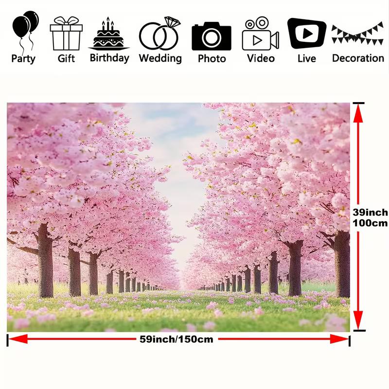 2D Cherry Blossom Tree Tunnel Backdrop Romantic Photo Background