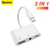 3 In 1 Type C To 3.5mm Jack Earphones Audio Adapter with USB and Charge for iPhone 15 16 17 Series For iOS OTG Splitter Adapter 3