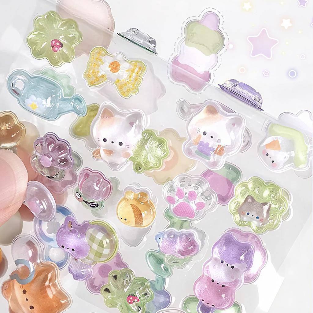 SUOKOMR Cute 3D Stickers 6 Sheets Pack Perfect for Home Cell DIY and Air-Covered Glow-in-the-Dark - - Decoration, Decor, Gifts, Phones, Diaries,