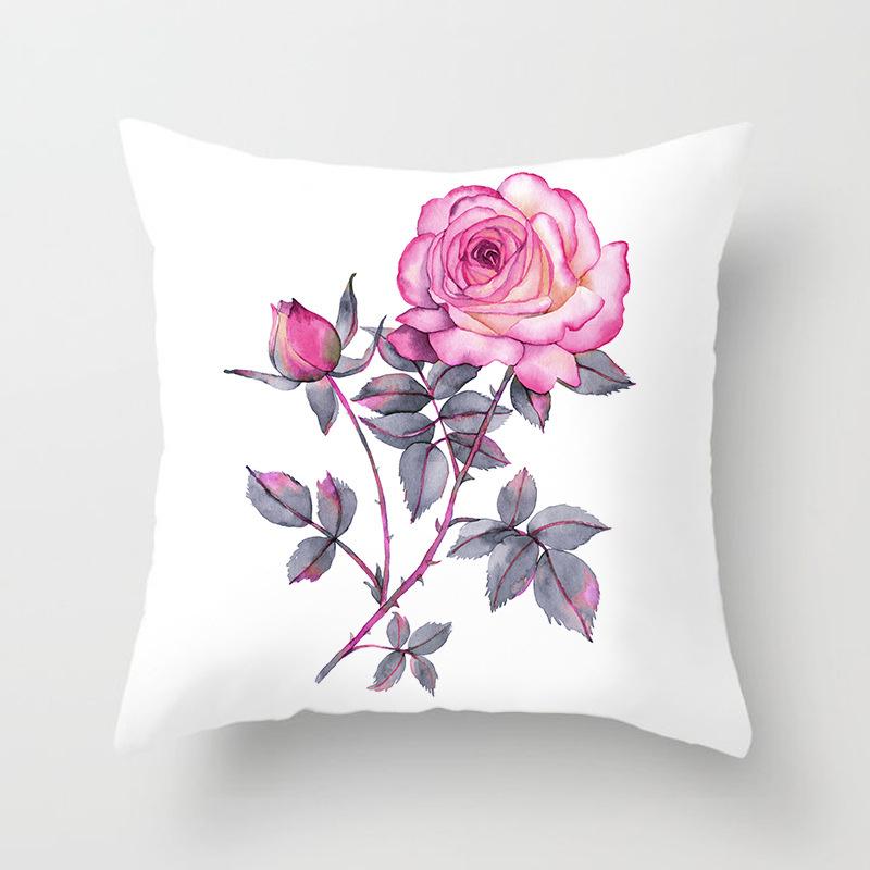 Colorful Rose Print Pattern Cushion Cover Home Living Room Sofa Bedroom Decoration Square Pillow Pillow Cover