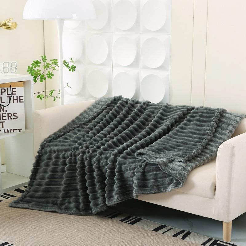 Flannel Rabbit Hair/rabbit Velvet Air Conditioning Nap Blanket - Modern Simple Four-season Universal