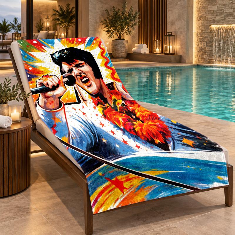 Strandtuch mit Elvis Presley Design, Schnelltrocknendes Leichtes Handtuch für Schwimmbad Reisen 70cmx140cm(27x55inch)