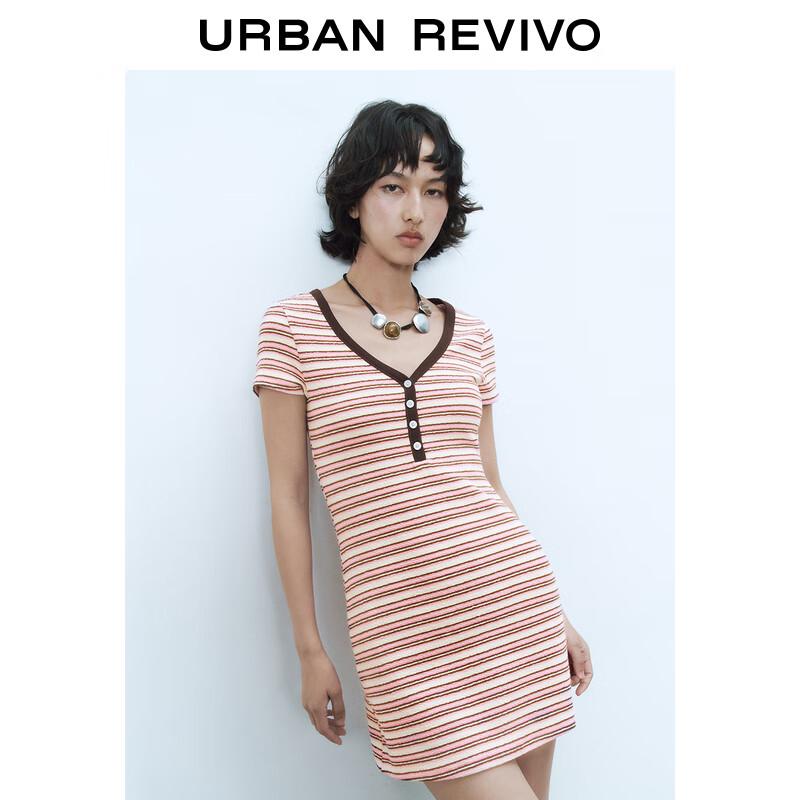 UR 2025 Spring Color-Block Stripe Mini Dress