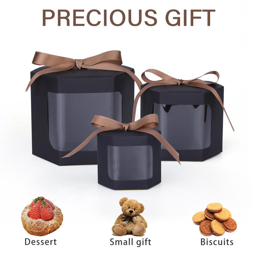Kraft Window Paper Box, Dessert Cake Container, Wedding Candy Gift Box, DIY Party Packaging Supplies