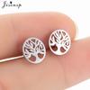 Vintage Tree of Life Earrings Stainless Steel Norse Mythology Jewelry Love Peace Studs Gift for Women Men