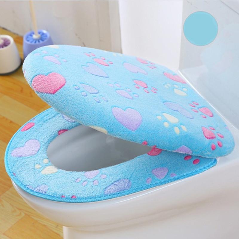 Thick Coral Velvet Luxury Toilet Seat Covers Set of Soft Warm One / Two-piece Toilet Case Waterproof Bathroom WC Covers