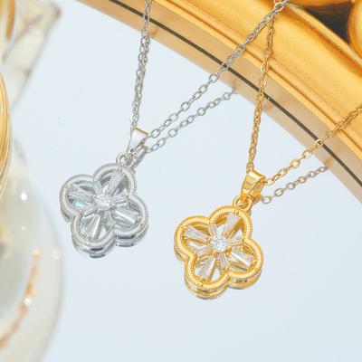 Four-leaf Flower Zircon Flowers Niche Light Luxury New High-end Necklace for Women