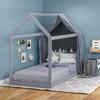 Single Bed Frame, House Scandinavian Style Wooden Bed Frame for 90W X 190Dcm Mattress, Pine Wood Bed Base, Grey