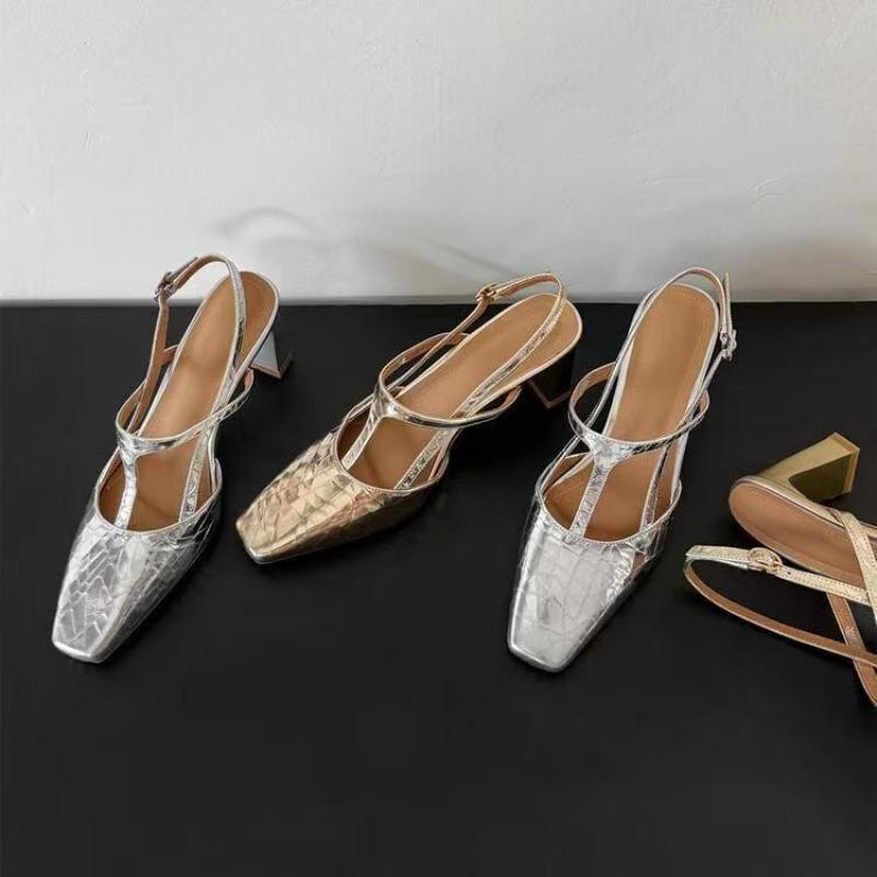 Summer 2026 Block Heel Square Toe Fashion Vintage Versatile Women's Sandals