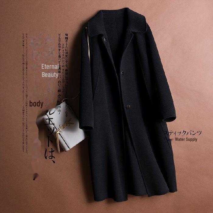 Women's Korean Style Woolen Coat - Autumn/Winter Doll Collar Mid-Length Jacket