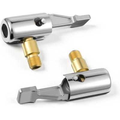 2 Pcs Tire Inflator Hose Adapter Lock On Air Chuck Locking, Metal Locking Air Chuck with Standard Tire Valve Thread No Leakage Inflating Nozzle