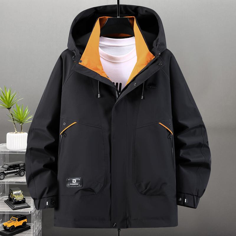 Herren Plus Size Kapuzen-Windbreaker Jacke Oversized Wasserdicht Winddicht Outdoor Wanderjacke für große Männer