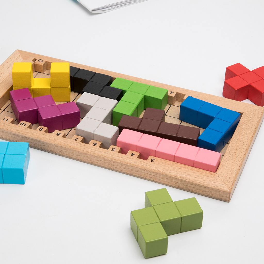 Wooden Puzzle Early Education Intelligence Fun Game Children Thinking Logic Square Toy Puzzle Pentomino Mind Brain Teasers