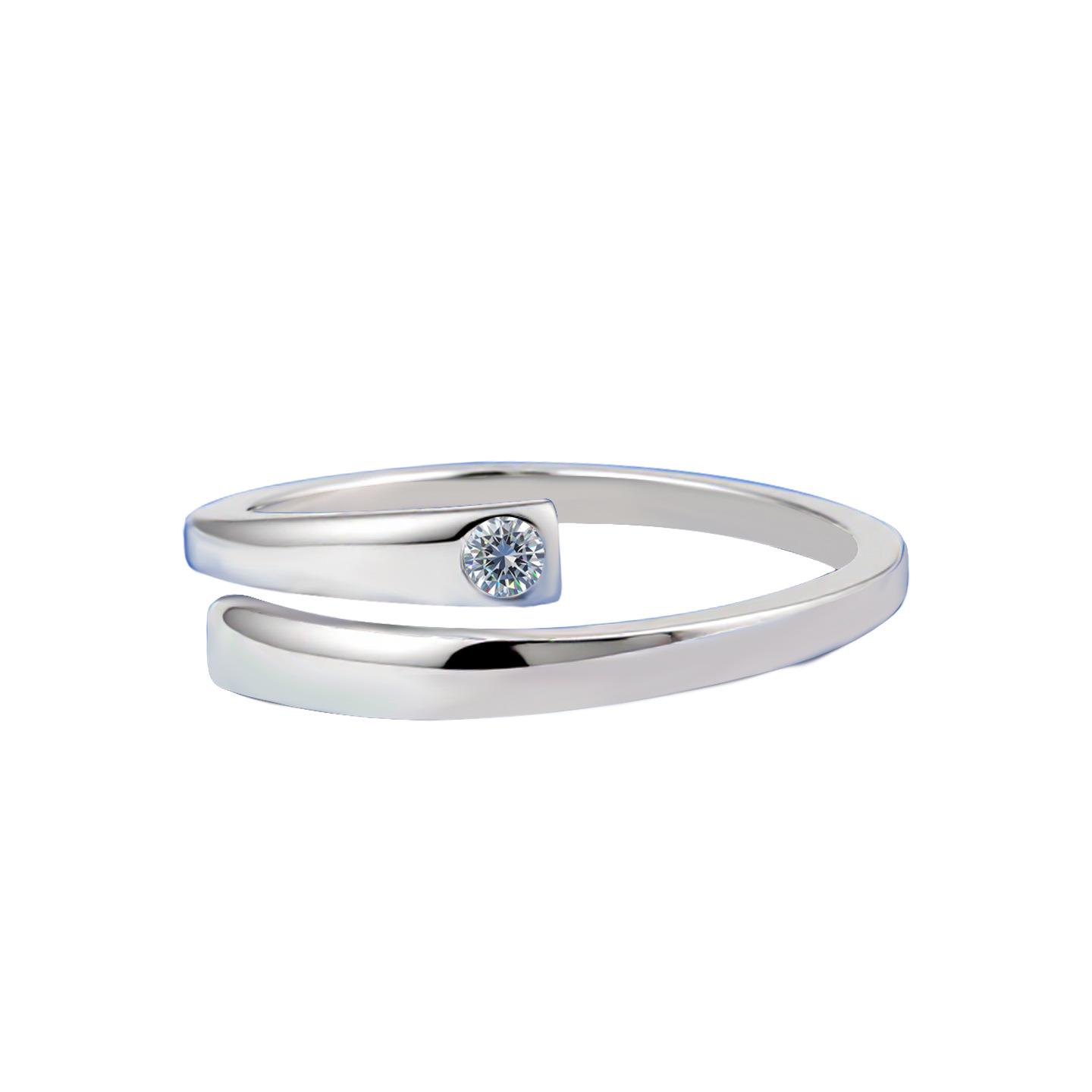 Eco-friendly Minimalist Copper Couple Rings with Diamond Inlay - Adjustable, Simple Design for Weddings Open Adjustable