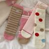 Ladies Warm Autumn and Winter Versatile Polka Dot Cartoon Embroidery Bow Tube Socks