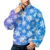 Men's Christmas Print Flannel Zip-Up Sweatshirt with Stand Collar, Plus Size Casual Top for Fall Winter