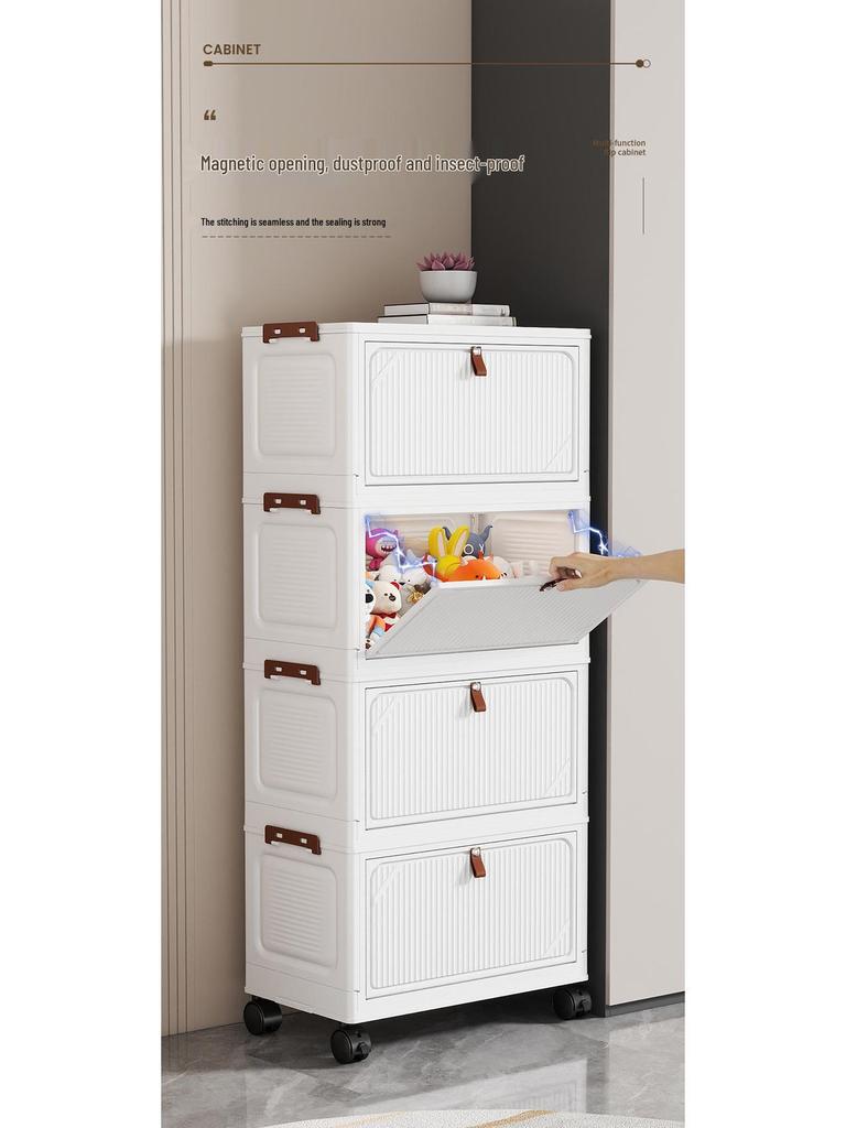 Freestanding Multi-layer Storage Cabinet with Flip-top for Kitchen, Living Room, or Toys